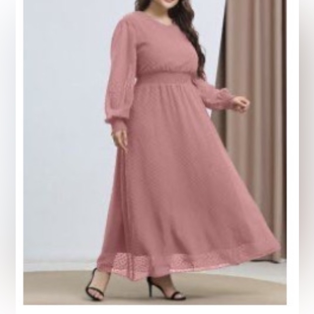 Swiss Dot Shirred A-Line Dress